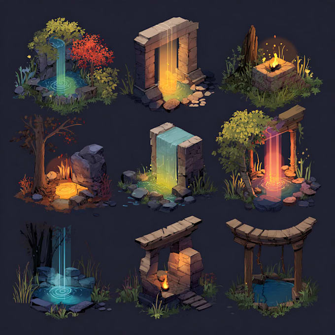 design 2d game concept art background and environment