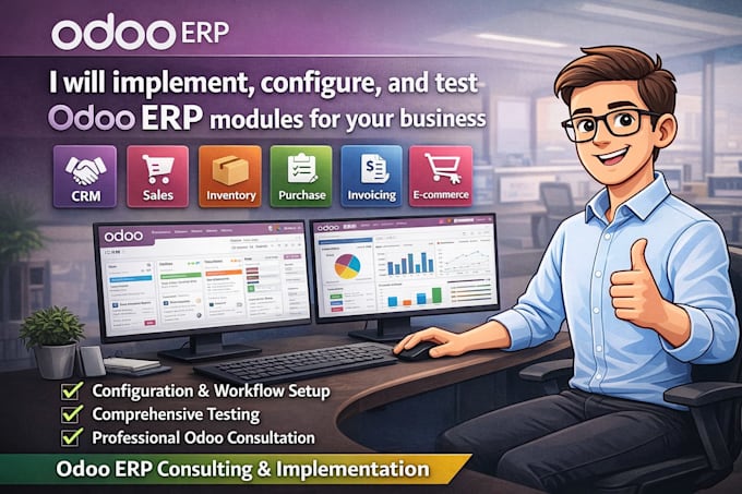 implement software, and test odoo erp modules for your business