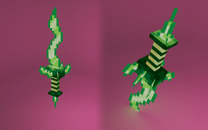 do low poly 3d minecraft weapons for you