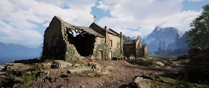 design 3d environment, level design, scene in uefn, ue5, unity, godot, blender