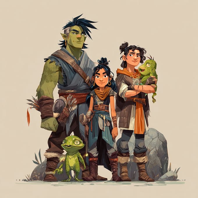 your dnd rpg character or party illustration art