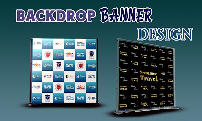 create professional step and repeat or backdrop banners from your logo design
