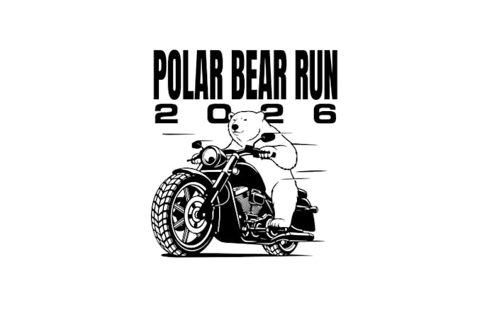 design polar bear motorcycle run logo