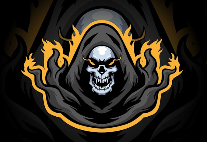 do human skull cartoon emblem mascot logo design