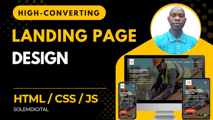design a responsive HTML CSS landing page