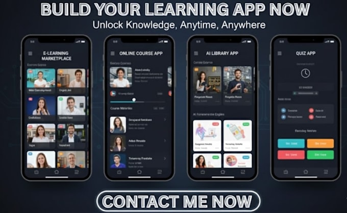 Develop e learning marketplace app, online course app, ai library app ...