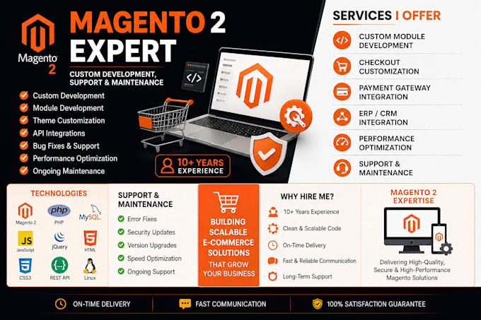 provide magento 2 custom development and technical support