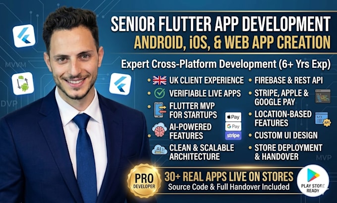 do flutter mobile app development for android, ios and ai