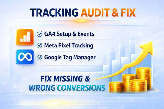 audit and fix ga4, meta pixel, GTM and conversion tracking issues