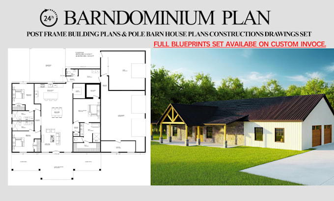 do barndominium plan post frame constructions drawings pole barn house plan