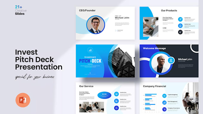 modern investor pitch deck, redesign powerpoint investor pitch deck presentation