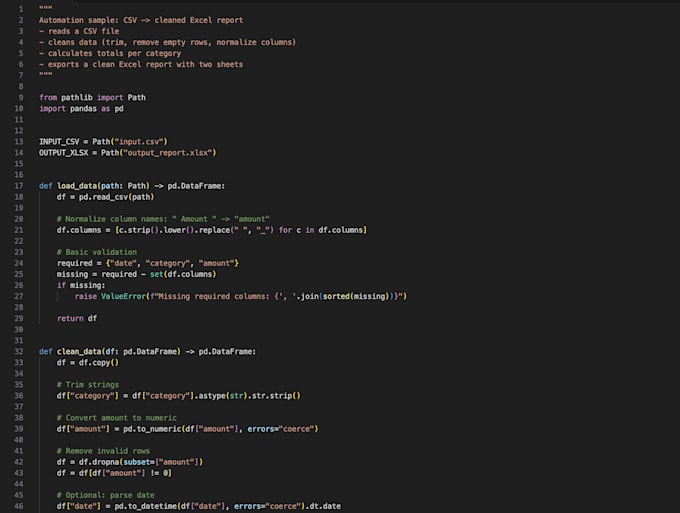 automate excel or CSV files using python