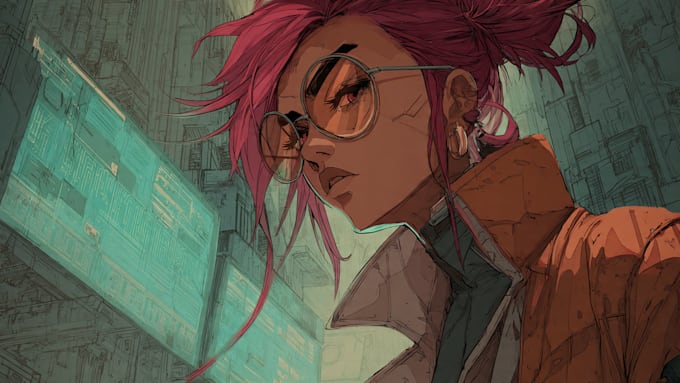 illustrate you as a cyberpunk style character