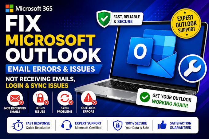 fix microsoft outlook email errors, not receiving emails, login and sync issues