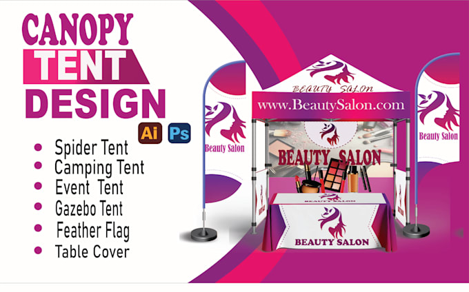 design a professional canopy tent, feather flag, table cover design