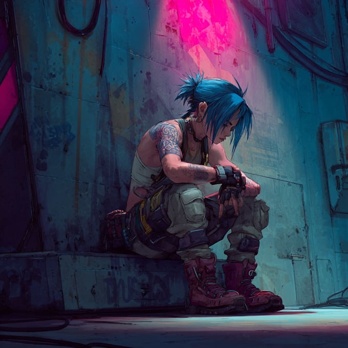 draw you a cyberpunk illustration portrait