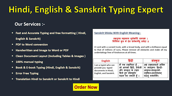 do professional hindi and english typing , data entry