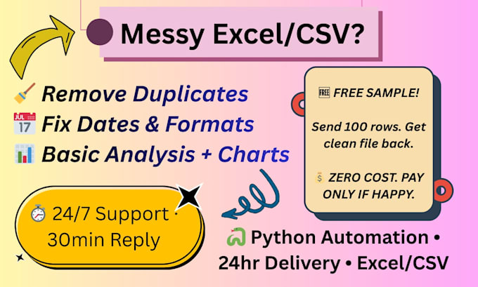 clean your excel and csv data free test script included