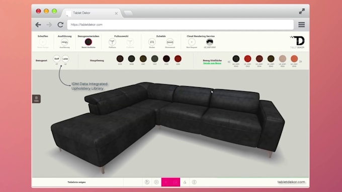 create interactive customizable 3d furniture sofa configurator shopify 3d