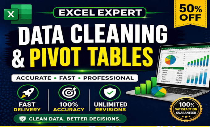 do excel data cleaning,pivot tables,professional report fast