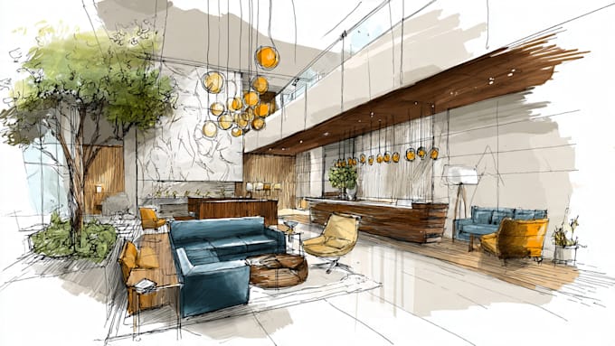 sketch architecture and interior design