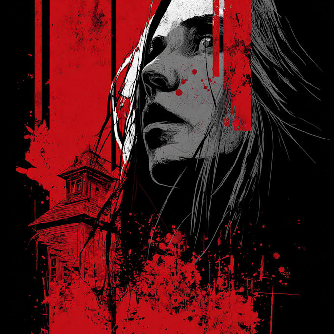 make a horror illustration, artwork, dark cover