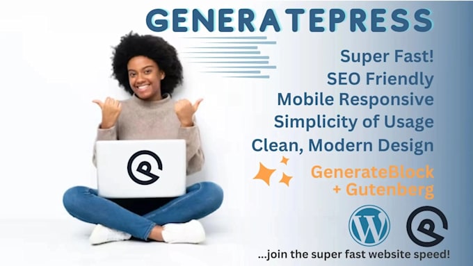 design fast and responsive generatepress modern website with generateblocks pro