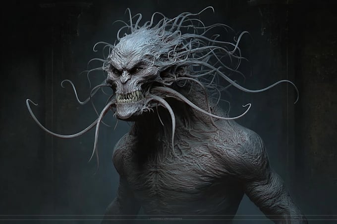 design scary horror creature and character concept art
