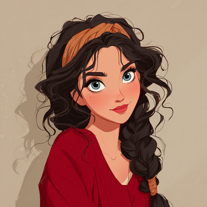 do a portrait in semi realism disney cartoon style