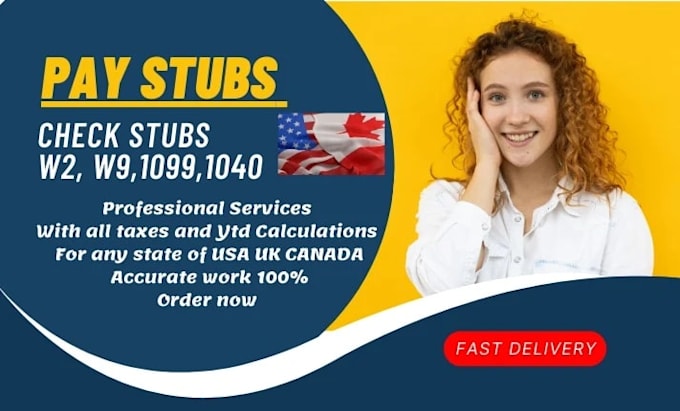prepare fast w2, paystub, adp paystub, paycheck, stubs