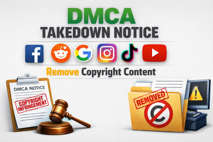 remove takedown report to tiktok,fb,reddit,ig,google shopify ,yt under dmca