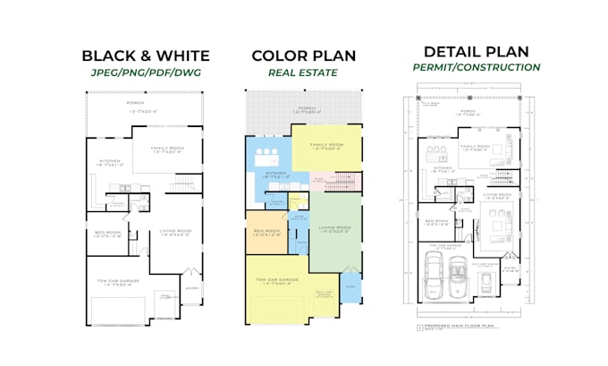 redraw floor plan, house plan, PDF to cad in autocad for real estate agent