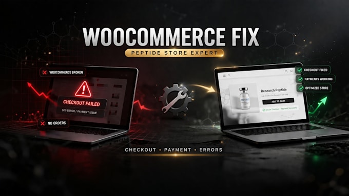 fix woocommerce issues and redesign your research peptide website