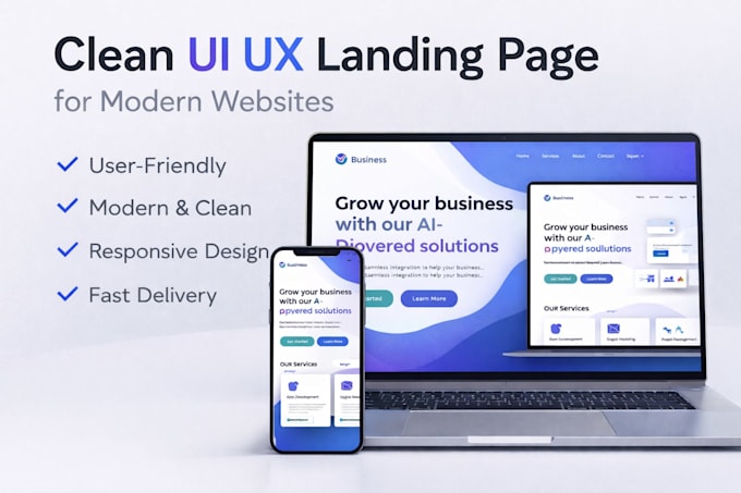 design a clean modern UI UX landing page