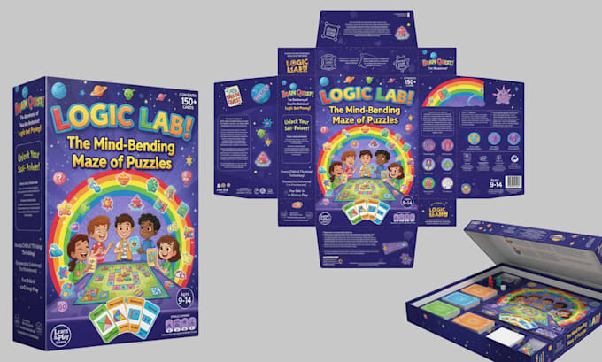 Design card game box 3d box mockup, rulebook, printable package layout ...