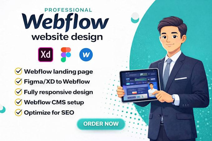 Develop webflow website xd figma to webflow expert webflow landing page ...