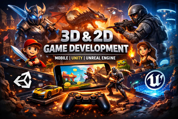 Develop 3d and 2d game mobile game development with unity and unreal ...