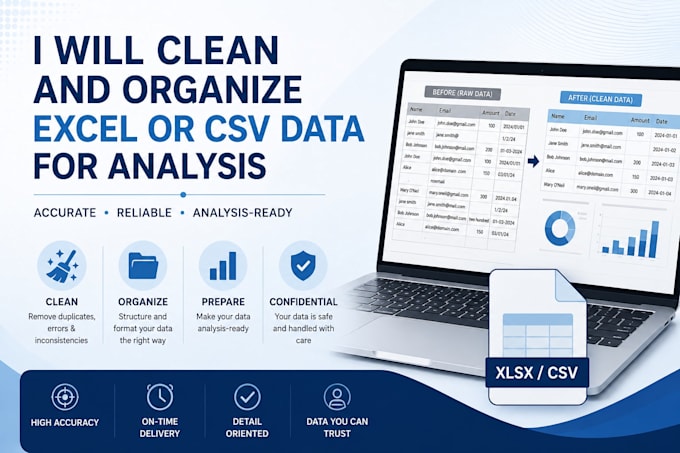 clean and organize excel or CSV data for analysis
