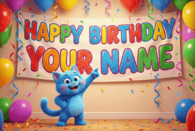 create animated happy birthday greeting video with name, photos and music