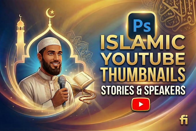 Design eye catching islamic youtube thumbnails for stories and speakers ...