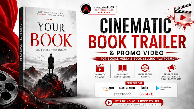 create a professional cinematic book trailer video for you