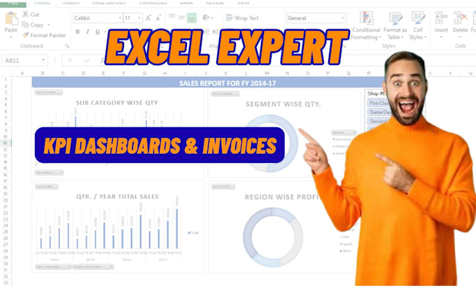 design KPI dashboard and excel invoice for you