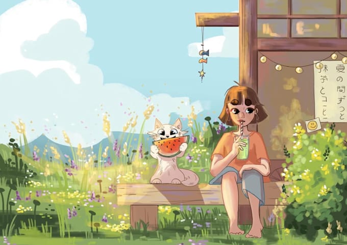 paint a childs illustration for book and story