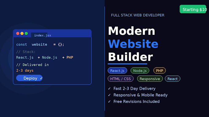 build website, website development, full stack developer
