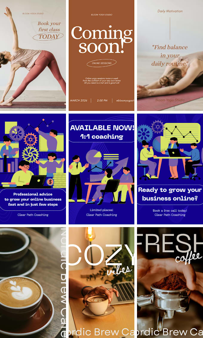 design clean and modern, customized social media posts
