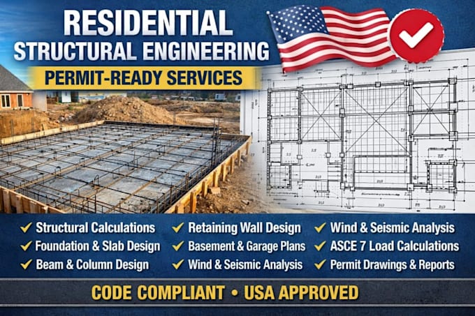 Structural calculations permit foundation slab residential usa by ...