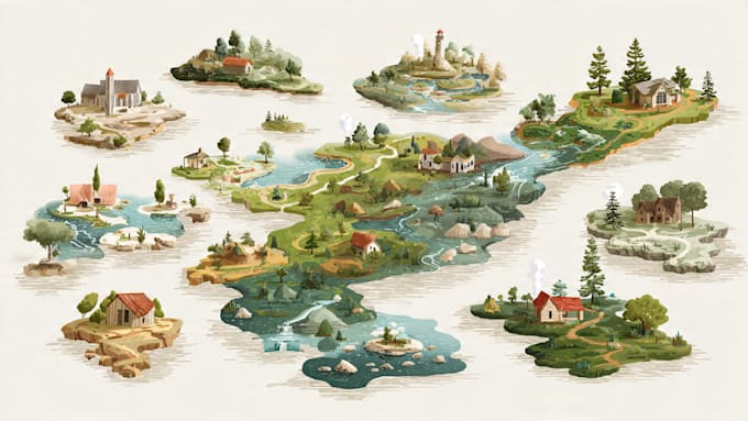 Create cute map illustrations by Samuellanold | Fiverr