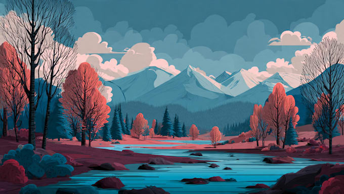 draw professional vector landscape illustration