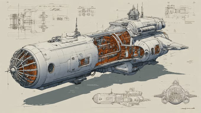 Draw sci fi spaceship concept art or vehicle design by Zeniqualone | Fiverr