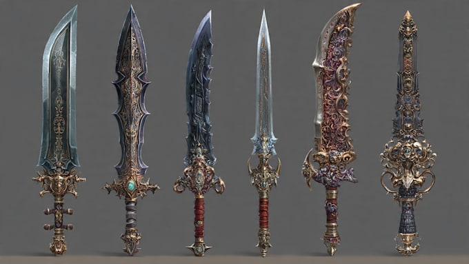 high quality weapon concept art for gaming and more